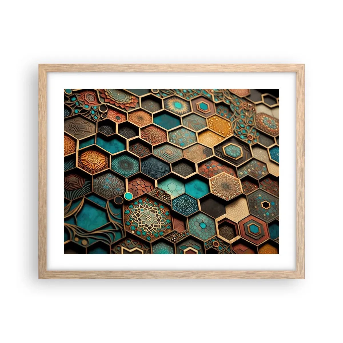 Affisch i ram av ljusek - Arabiska ornament - en variation - 50x40 cm