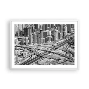 Affisch i vit ram - Dubai - en omöjlig stad - 70x50 cm