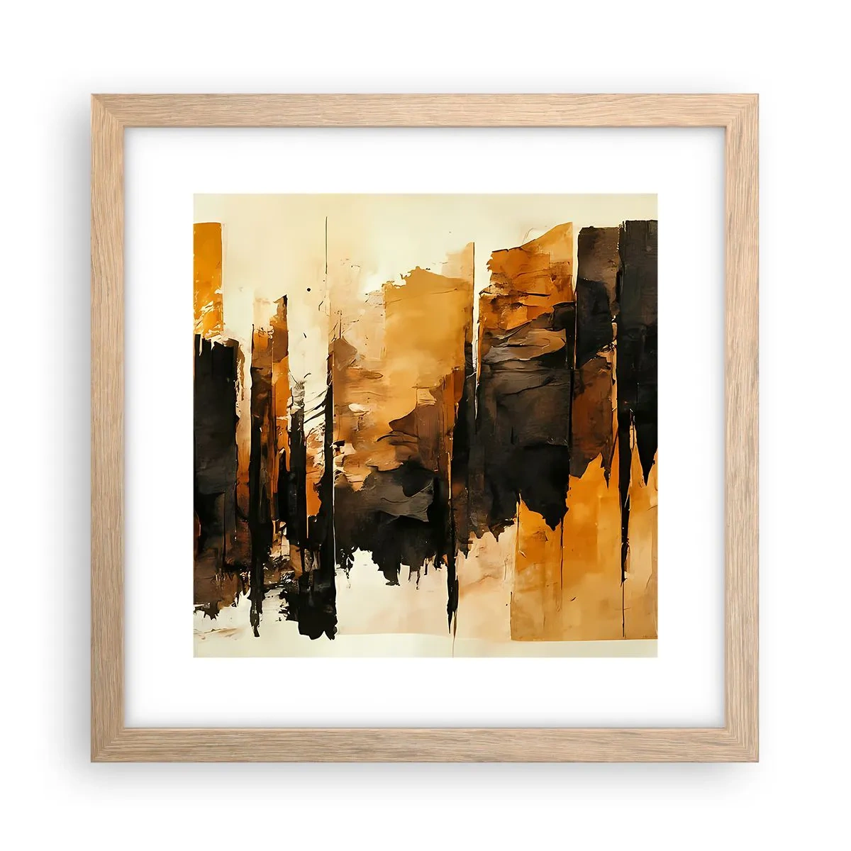 Affisch i ram av ljusek - Harmoni av svart och guld - 30x30 cm