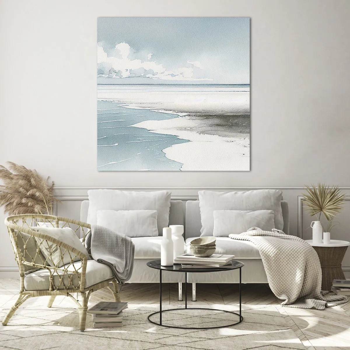Glastavla - Bild på glas - Milt tidvatten - 60x60 cm