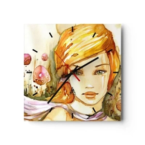 Väggklocka - Klocka på glas - Smaragdblick som tystar ner ilska - 40x40 cm