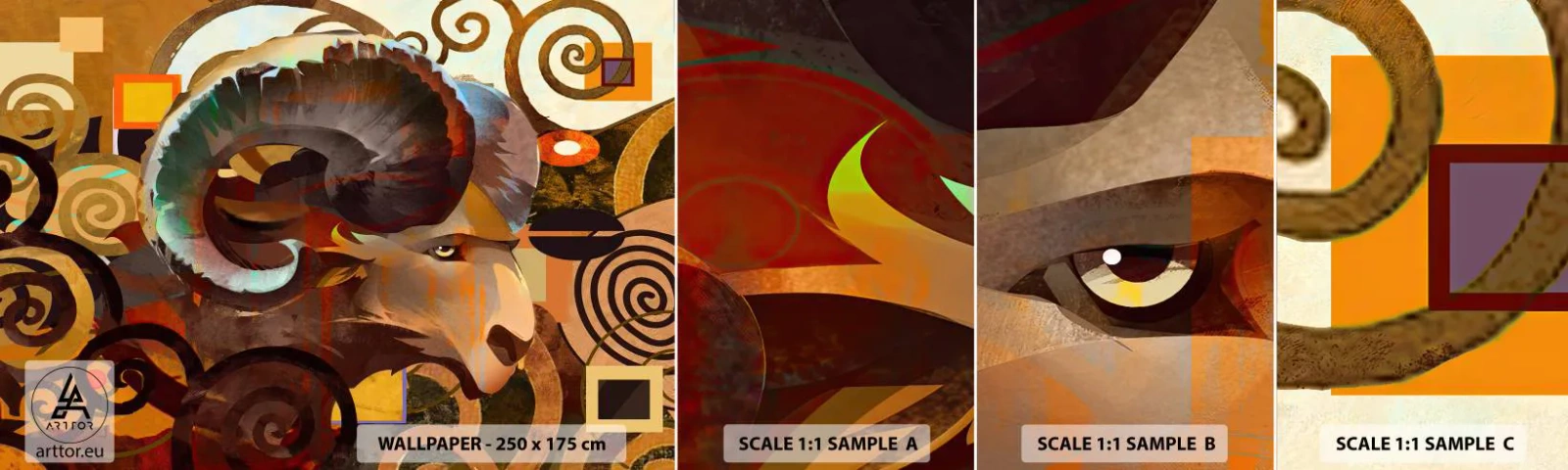 Provbit av självhäftande fototapet Deluxe Sticker - Magi - religion - ritualer - Abstraktion, Väduren, Grafik - 100x30 cm