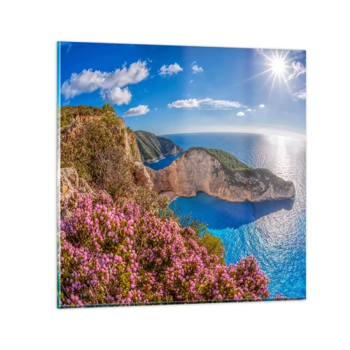 Glastavla - Bild på glas - Min stora grekiska semester - 40x40 cm