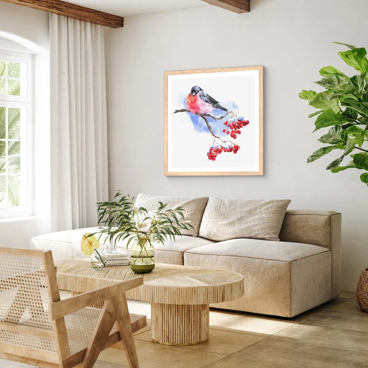 Affisch i ram av ljusek - Vinter i färger - 60x60 cm