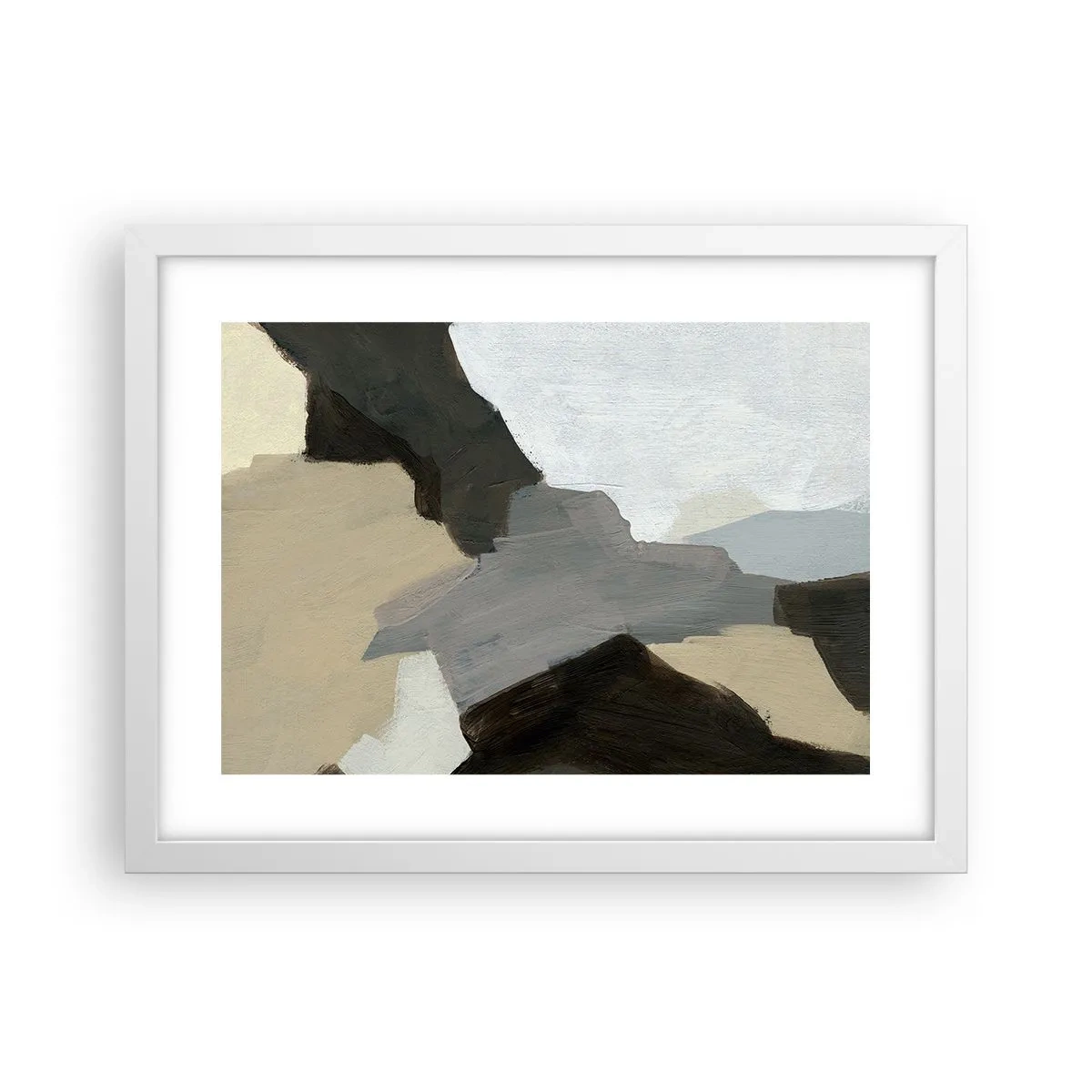 Affisch i vit ram - Abstraktion: avgrening av det gråa - 40x30 cm