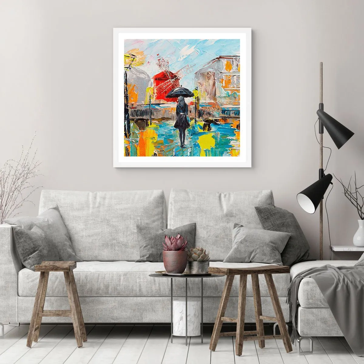 Affisch i vit ram - Parislegender - 50x50 cm