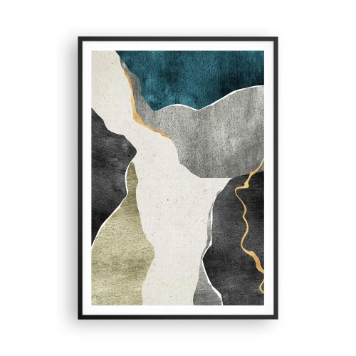 Affisch i svart ram - Mosaikkomposition med en guldtråd - 70x100 cm