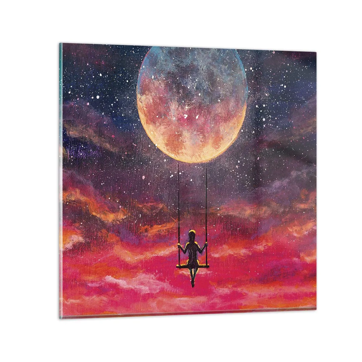 Glastavla - Bild på glas - Sväva i molnen - 40x40 cm