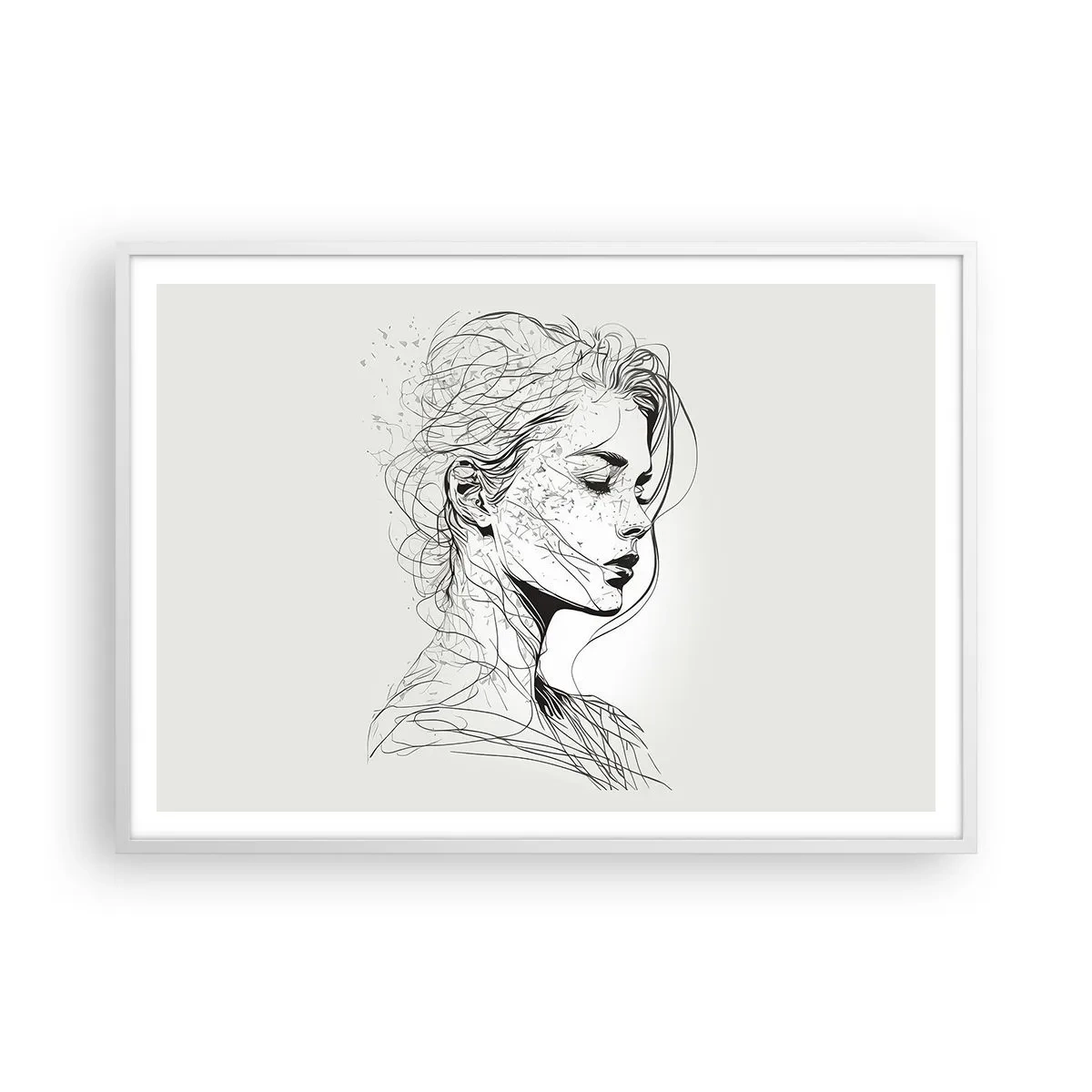 Affisch i vit ram - Porträtt i drömmar - 100x70 cm