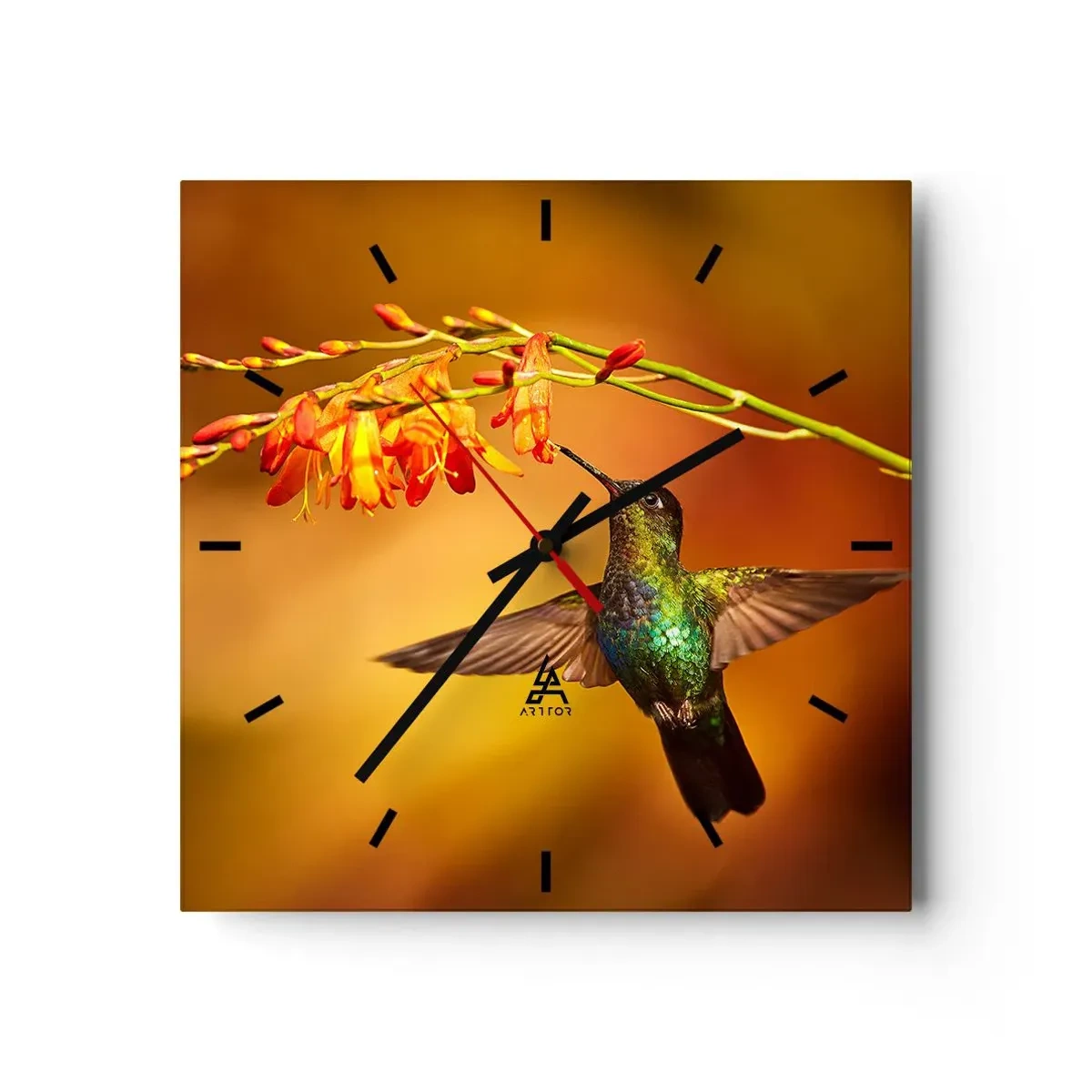 Väggklocka - Klocka på glas - Ljusbud enligt Mayafolket - 30x30 cm