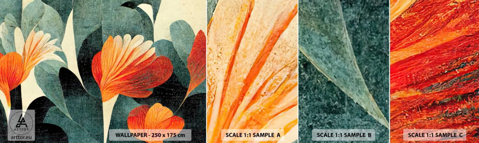 Fototapet Prov Standard Eco - Värmen i tropikerna och svalkan i grönskan - Botanik, Boho, Grunge - 100x30 cm