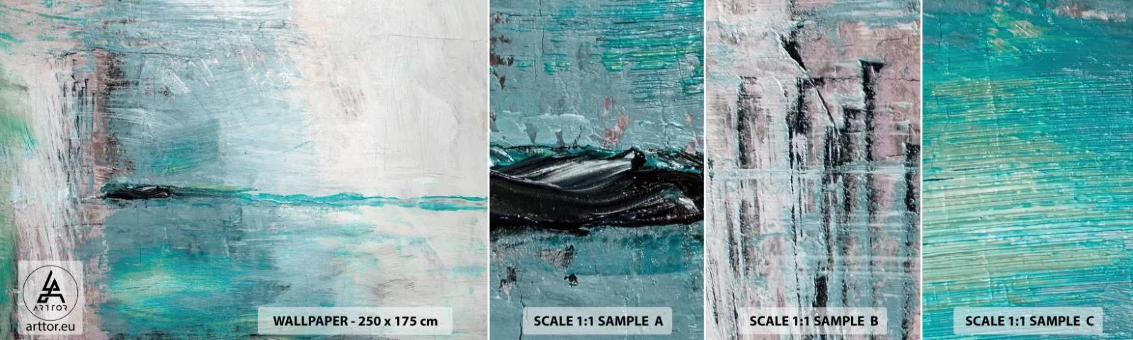 Fototapet Prov Standard Eco - Horisontellt i blått - Abstraktion, Bit, Modernt mönster - 100x30 cm