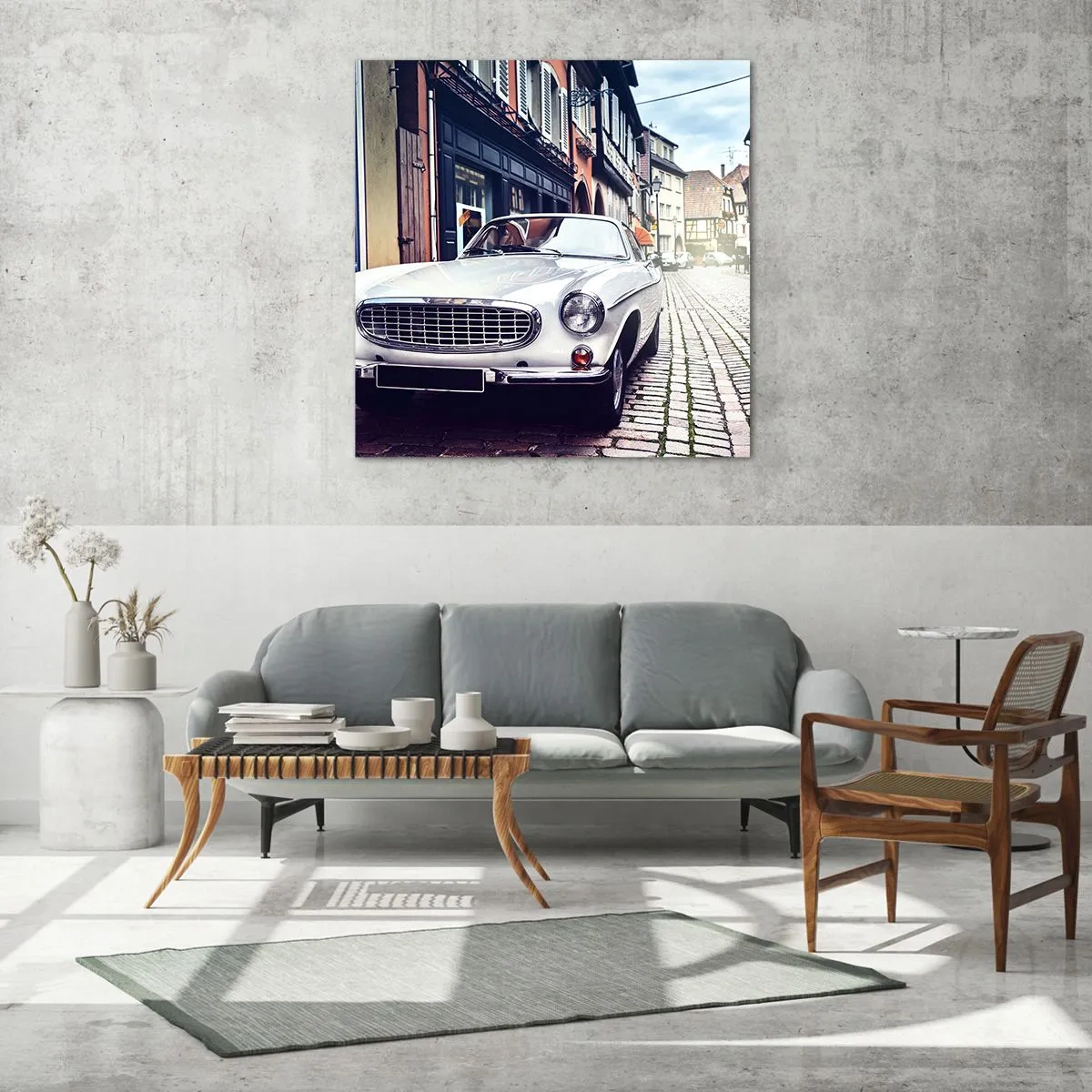 Glastavla - Bild på glas - Det förflutna är idag - 70x70 cm