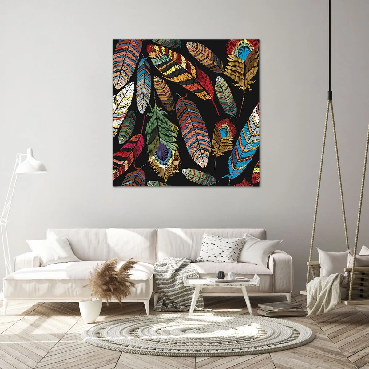 Canvastavla - Bild på duk - Fågelkarneval - 70x70 cm