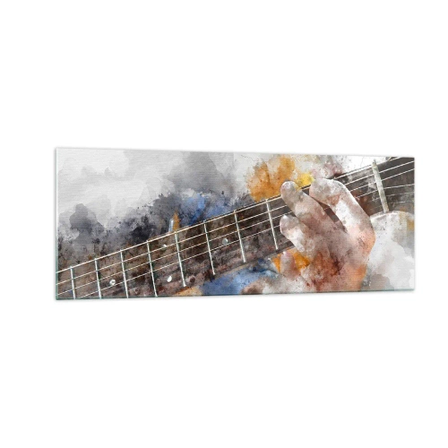 Glastavla - Bild på glas - Poesi mellan strängarna - 140x50 cm