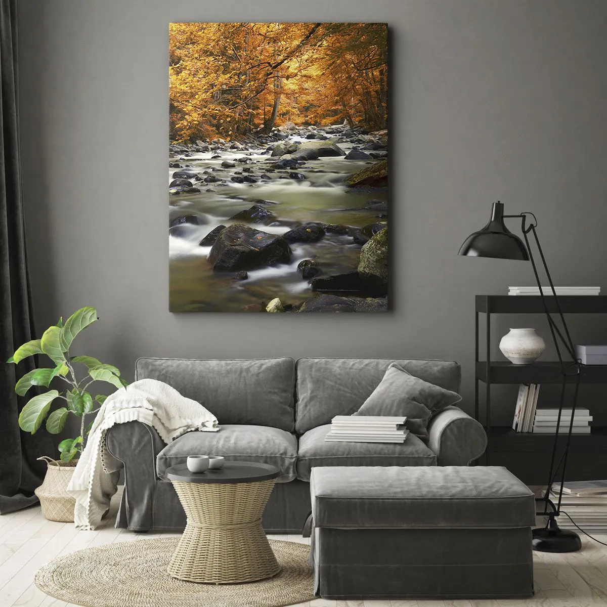 Canvastavla - Bild på duk - Bäck i guldskogen - 50x70 cm
