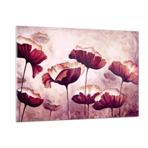 Glastavla - Bild på glas - Röd och vit flinga - 120x80 cm
