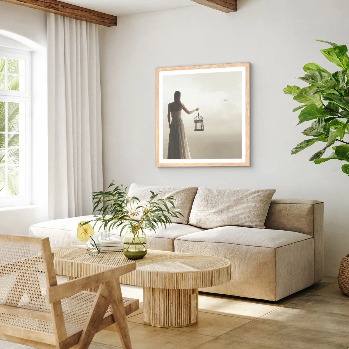 Affisch i ram av ljusek - Var fri - 60x60 cm