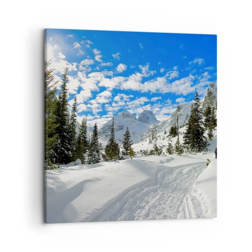 Canvastavla - Bild på duk - I snön och i solen - 50x50 cm