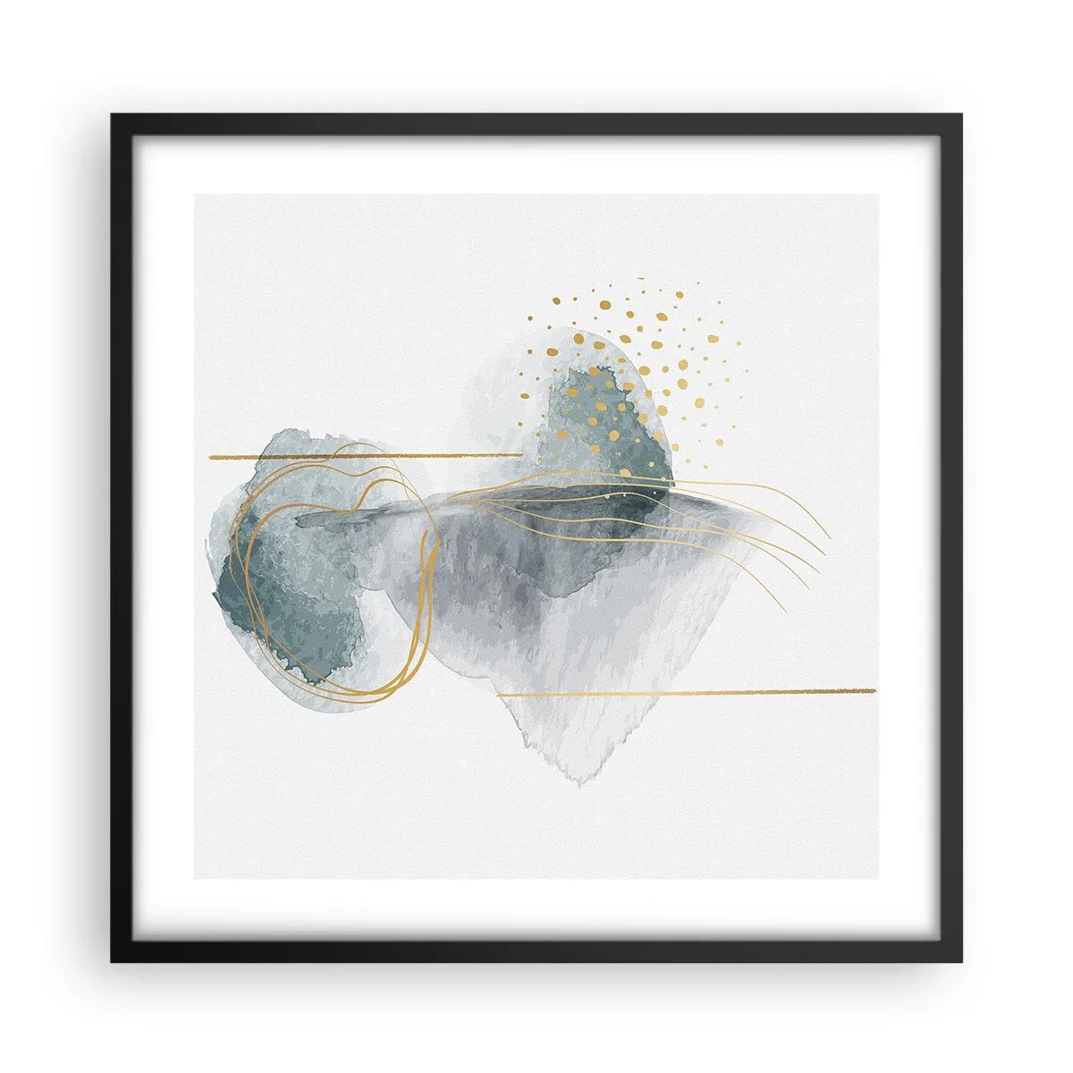 Affisch i svart ram - Om gråhetens och guldets förhållanden - 50x50 cm