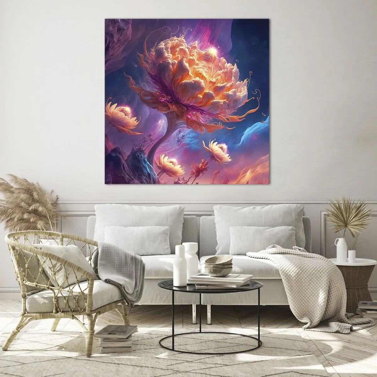 Glastavla - Bild på glas - En annan värld - 40x40 cm