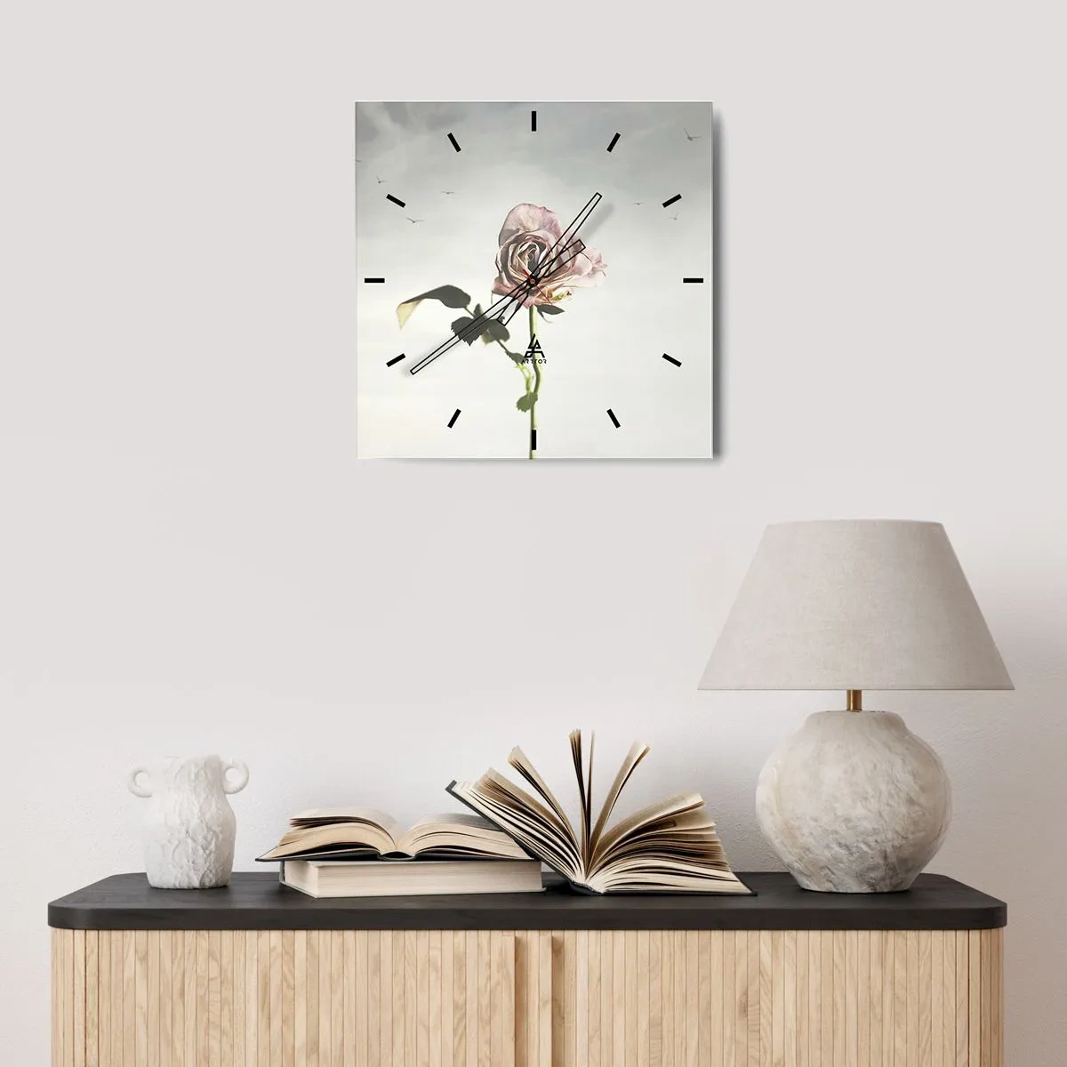 Väggklocka - Klocka på glas - Vårens välkomst - 30x30 cm