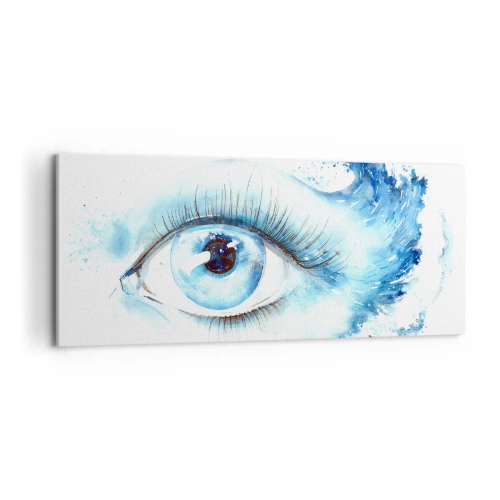 Canvastavla - Bild på duk - Doppa sig i den blåa blicken - 100x40 cm