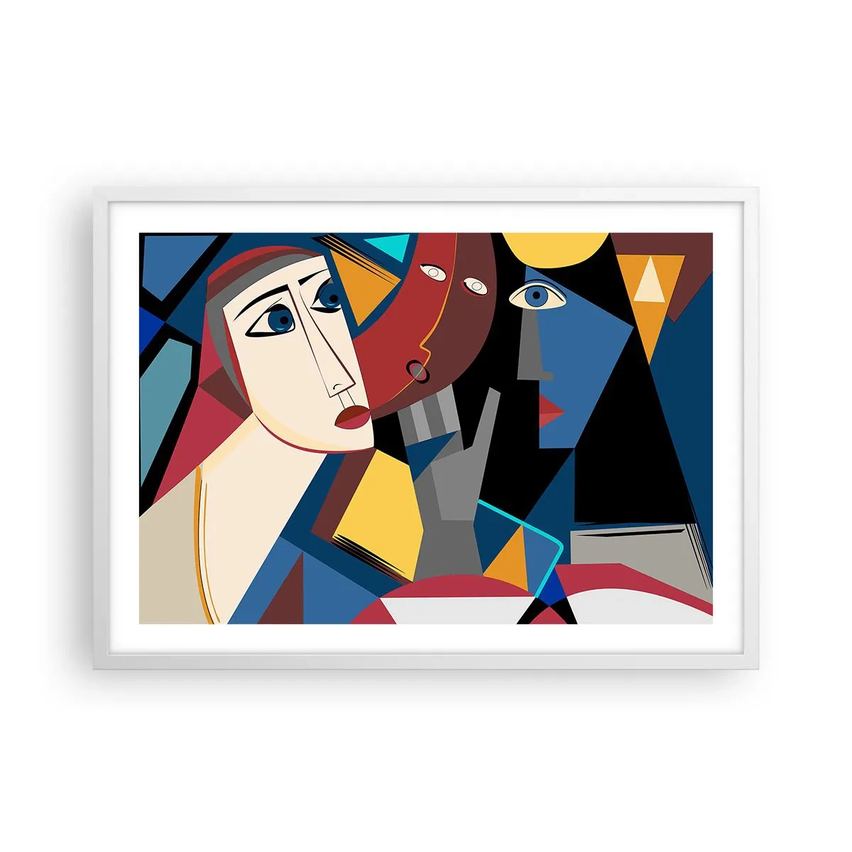 Affisch i vit ram - Kubistiskt samtal - 70x50 cm