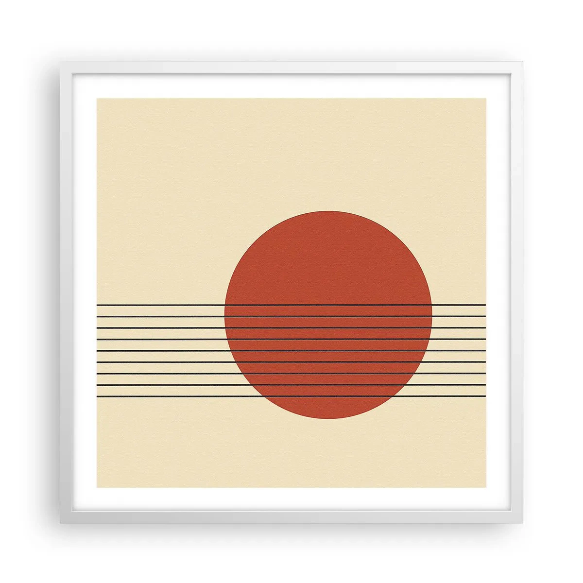 Affisch i vit ram - Cirkel och linjer - 60x60 cm