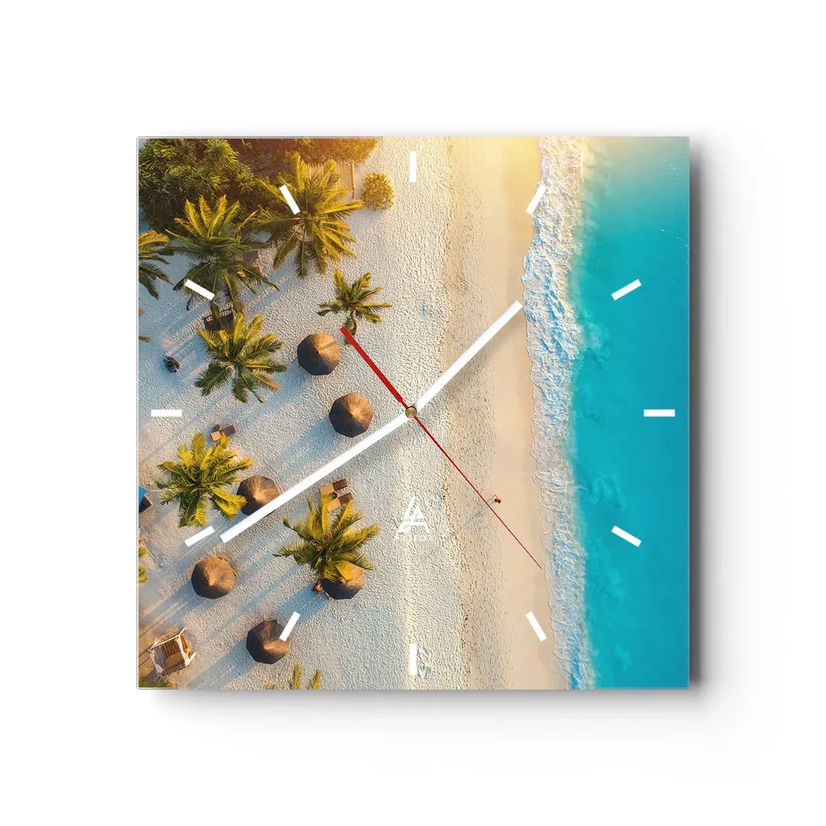 Väggklocka - Klocka på glas - Välkommen till paradiset - 30x30 cm