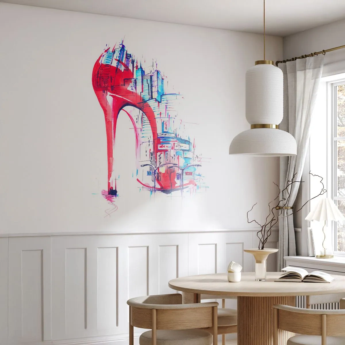 Fototapet Premium Sand - Storstadselegant - Abstraktion, Arkitektur, Kvinno skor - 100x70 cm