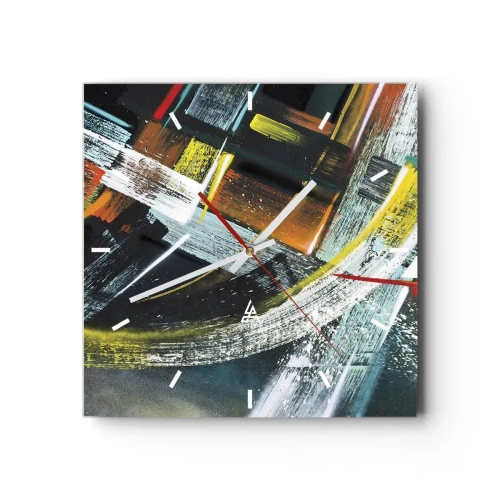 Väggklocka - Klocka på glas - Rörelsens energi - 30x30 cm