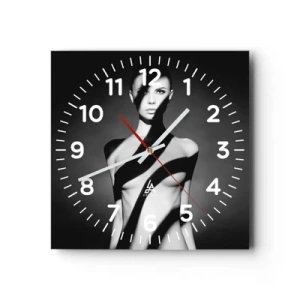 Väggklocka - Klocka på glas - I skenet och i skuggan - 30x30 cm