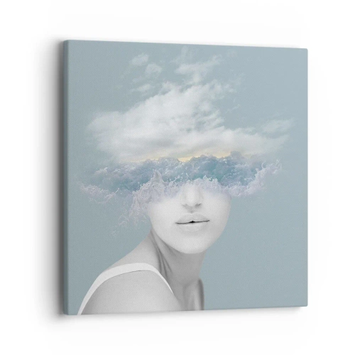 Canvastavla - Bild på duk - Med huvudet i molnen - 40x40 cm