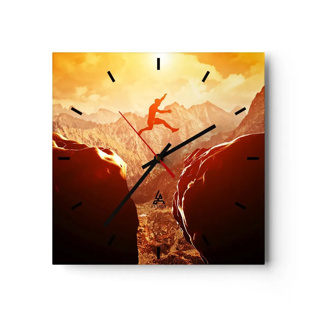 Väggklocka - Klocka på glas - Passera gränser - 30x30 cm