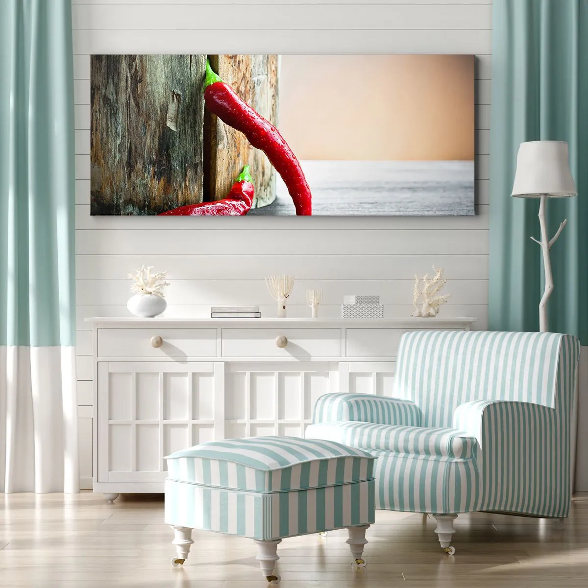 Canvastavla - Bild på duk - Red hot chili peppers - 140x50 cm