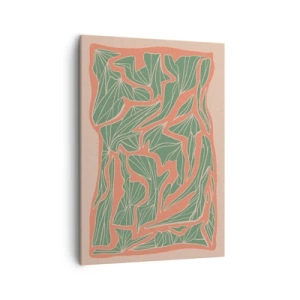 Canvastavla - Bild på duk - En kamp mellan korall och grönt - 50x70 cm