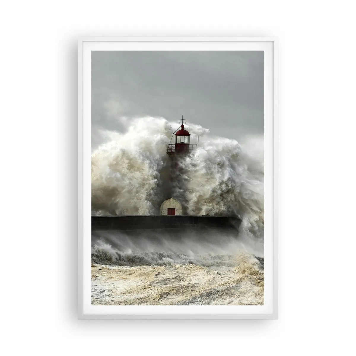 Affisch i vit ram - Havets ilska - 70x100 cm