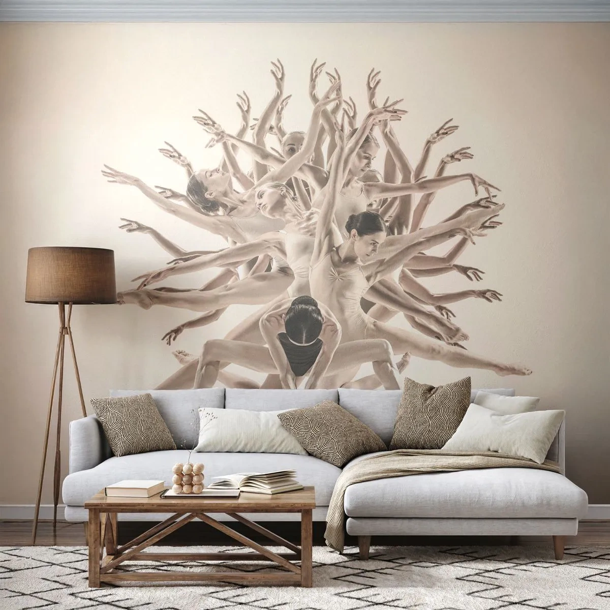 Fototapet Premium Sand - Blommar i dansen - Abstraktion, Bit, Balett - 150x105 cm