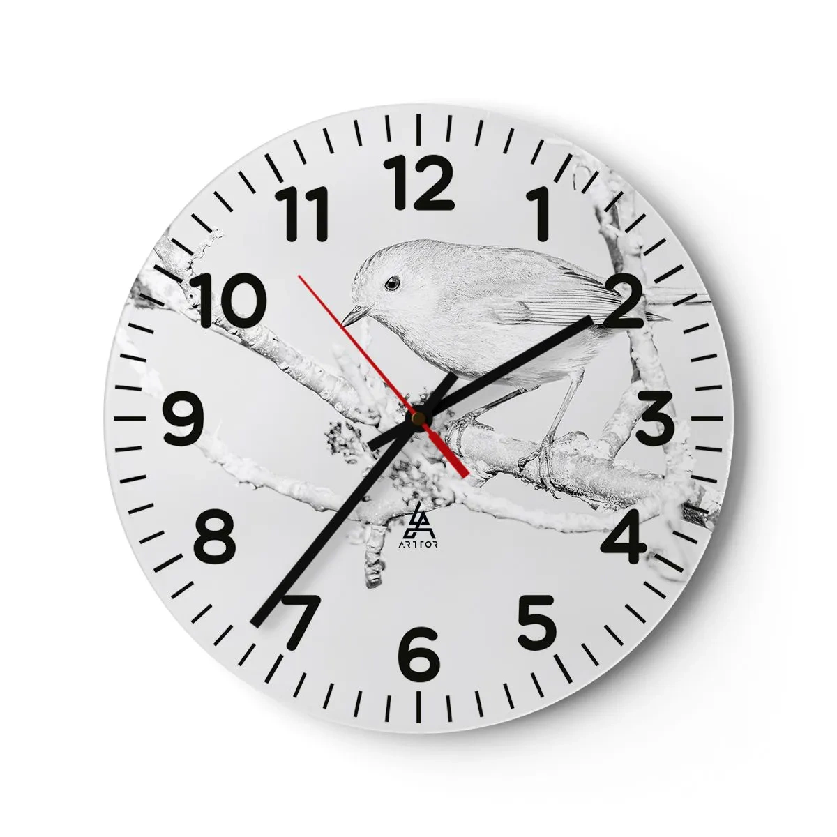 Väggklocka - Klocka på glas - Vintermorgon - 30x30 cm