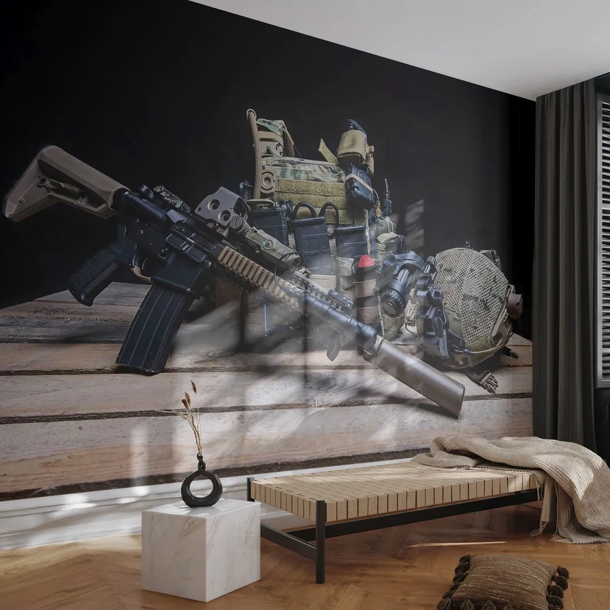 Självhäftande Fototapet Deluxe Sticker - Ledig! - Militär, Gevär, Vapen - 250x175 cm
