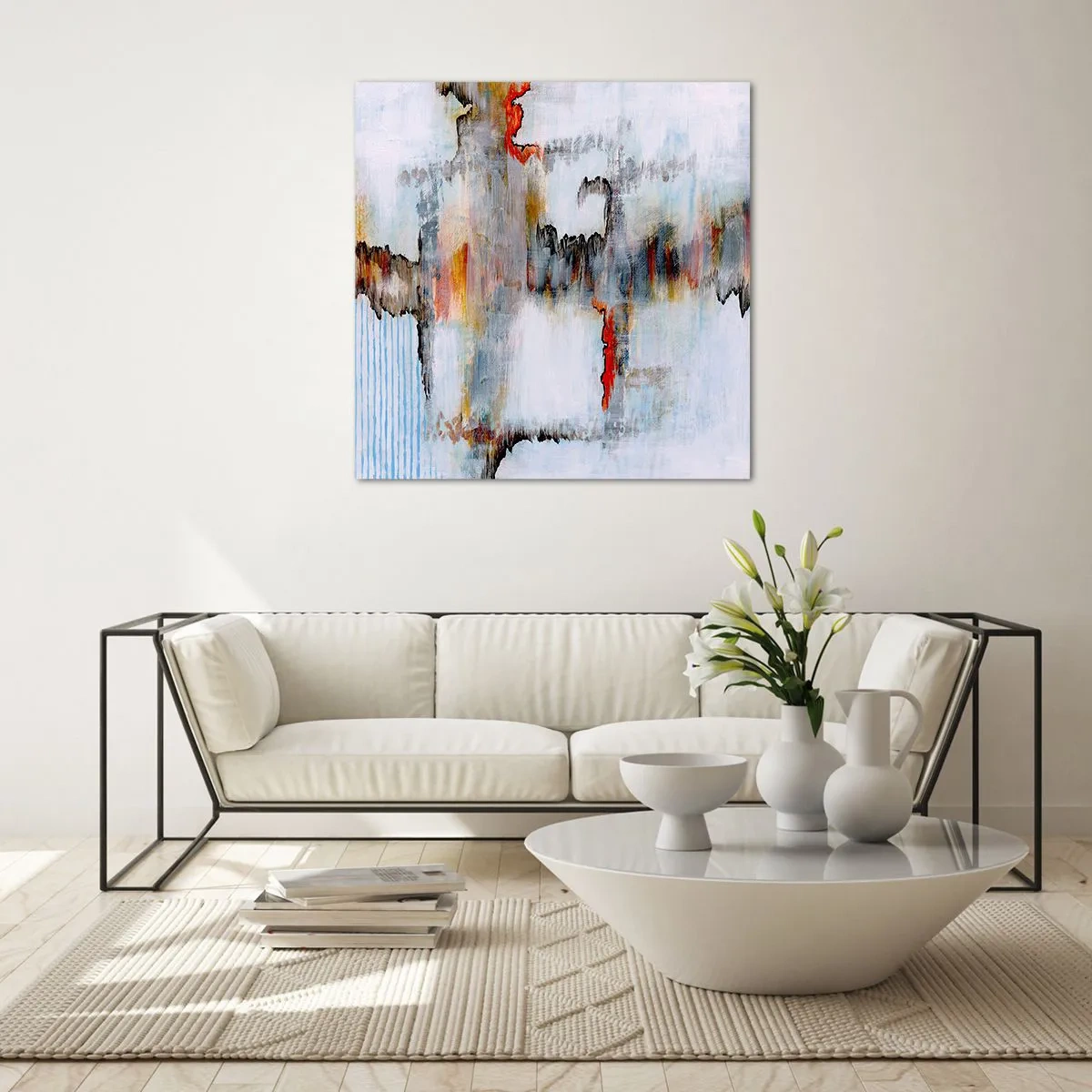Glastavla - Bild på glas - Med pinne på vatten - 70x70 cm