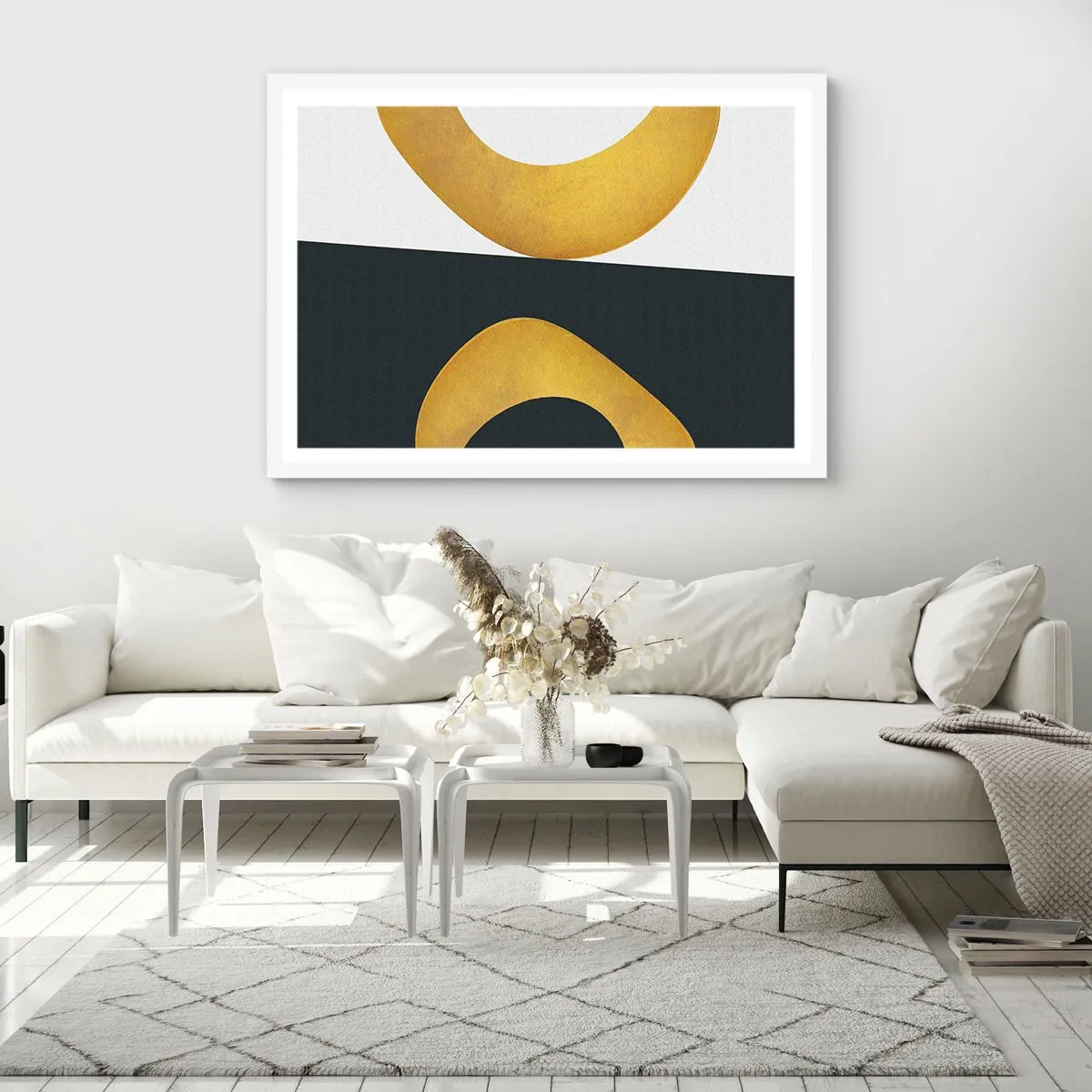Affisch i vit ram - Öfr det första: guld - 100x70 cm