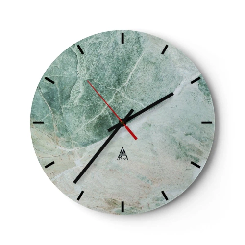 Väggklocka - Klocka på glas - Stenens ädla svalka - 40x40 cm