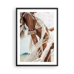 Affisch i svart ram - Kvinna i etnisk stil på stranden - 50x70cm - Solens prästinna - Modern väggdekoration för vardagsrum och sovrum ARTTOR