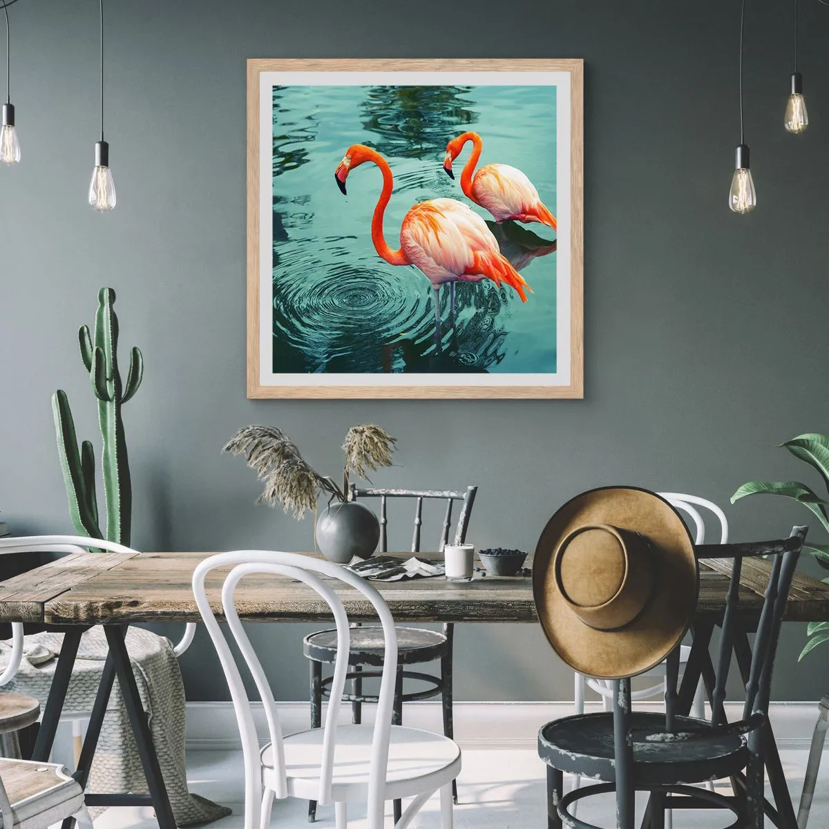 Affisch i ram av ljusek - Nu är vi på modet - 50x50 cm