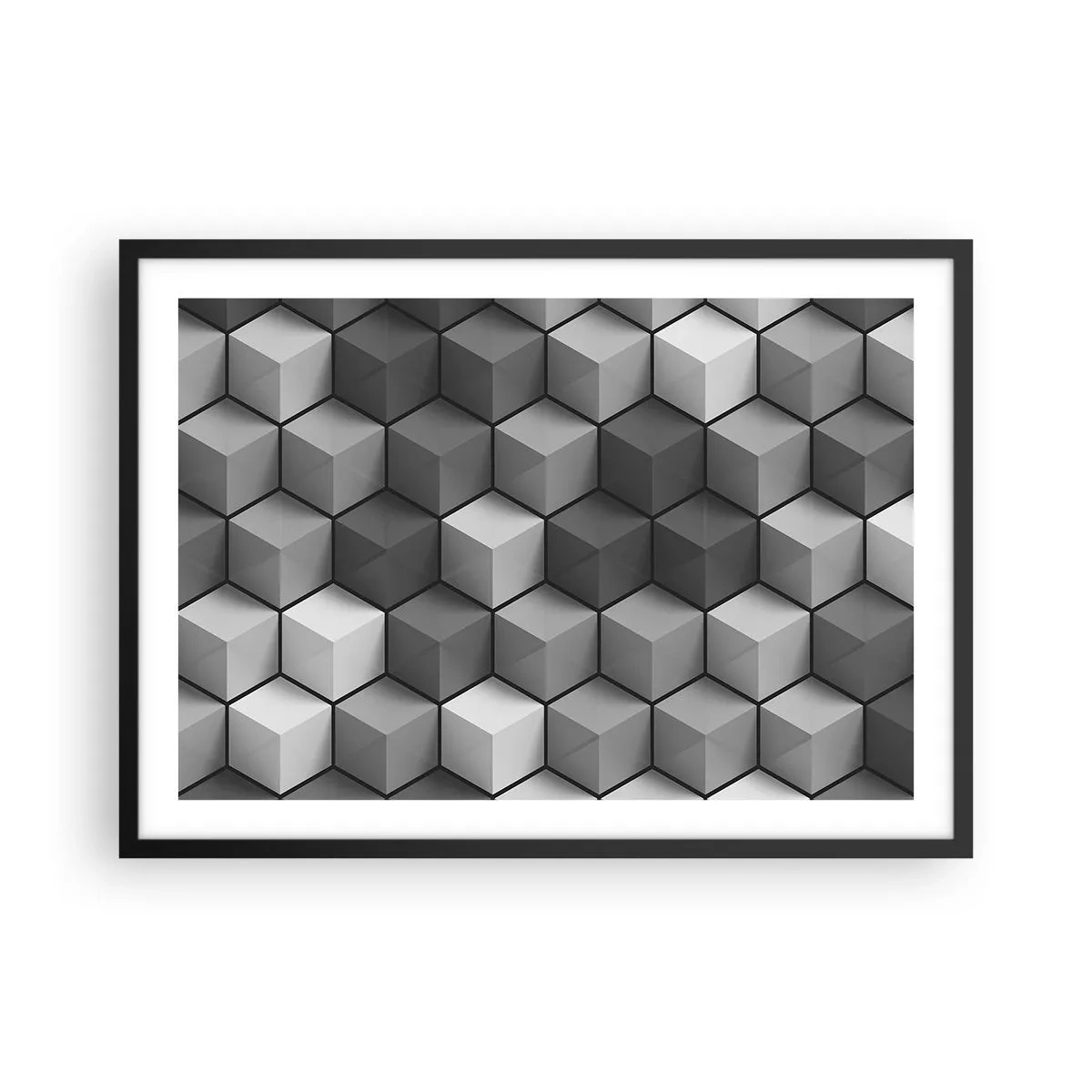 Affisch i svart ram - Kubistiskt pussel - 70x50 cm