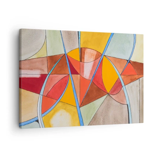 Canvastavla - Bild på duk - En abstrakt komposition i livfulla geometriska färger. - 70x50cm - Karusell, drömmarnas karusell - Modern väggdekoration för vardagsrum och sovrum ARTTOR