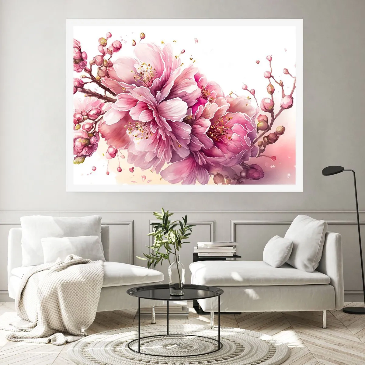 Affisch - Blommande körsbärsblomma - 91x61 cm
