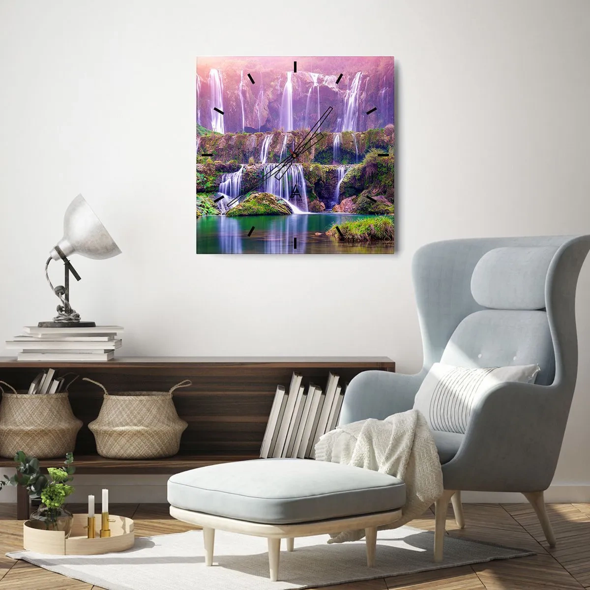 Väggklocka - Klocka på glas - Trappan till himlen - 40x40 cm